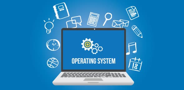 Laptop illustration with operating system and application icons