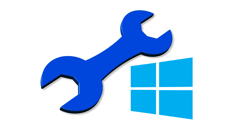 Windows logo with a wrench representing installation and repair